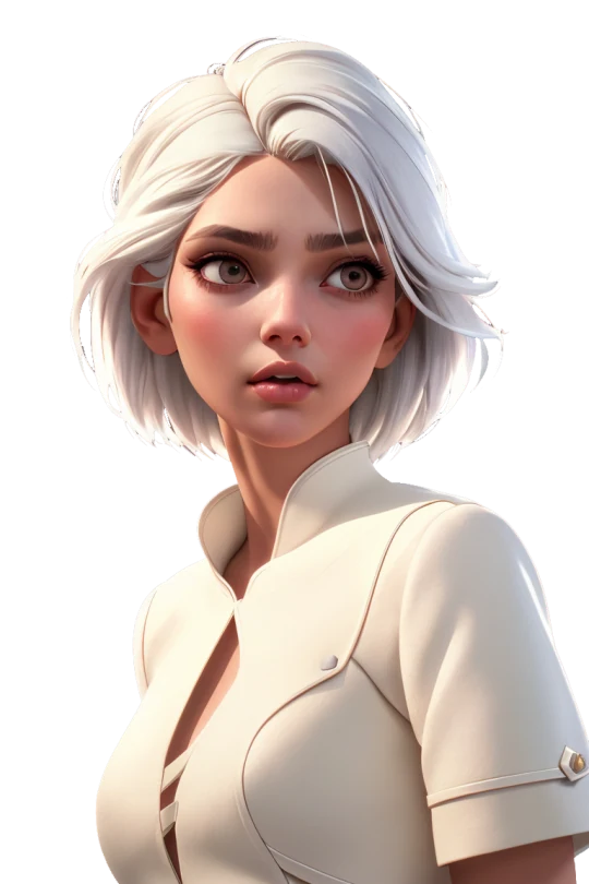 White-haired animated Nastia companion